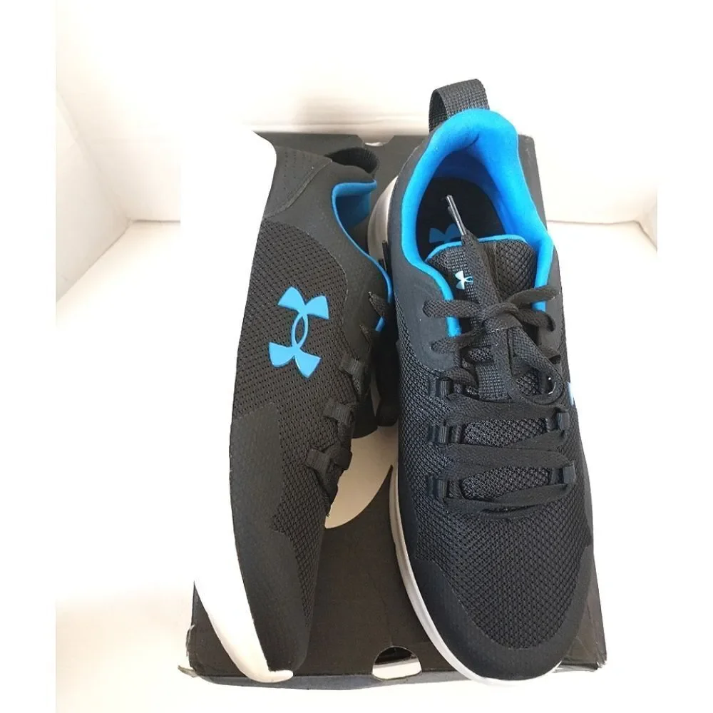 New! UNDER ARMOUR Men's Essential Sneakers Running Athletic Shoe Black Blue 10.5